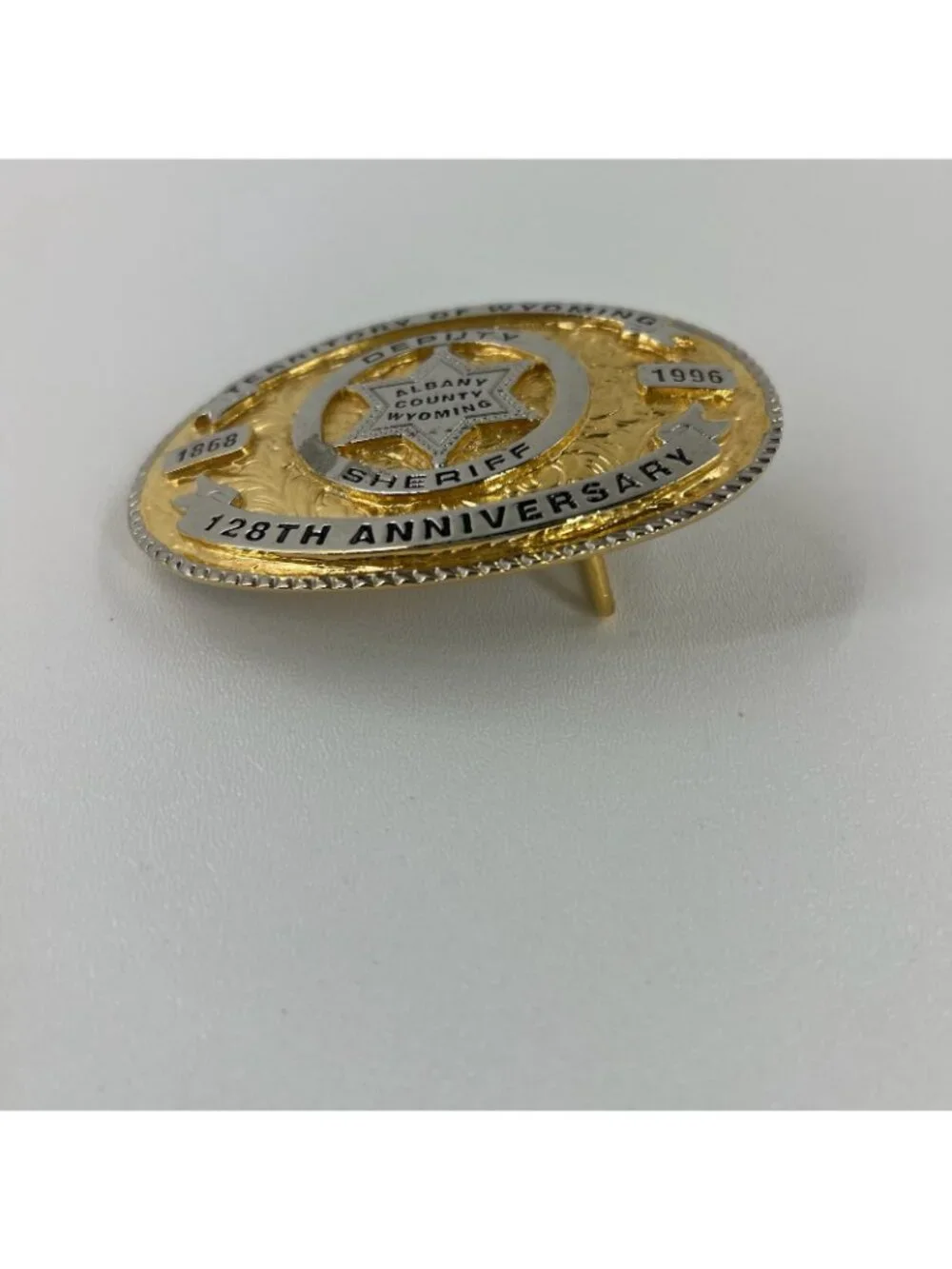 1996 Albany County Wyoming 128 Th Anniversary commemorative Belt Buckle